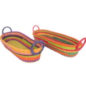 Rainbow raffia bread basket