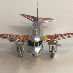 aeroplane hand made from recycled tin cans