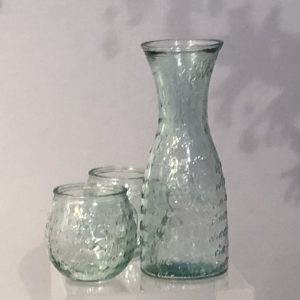 Recycled Glass Carafe With Two Tumblers