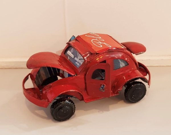 Recycled can red beetle car