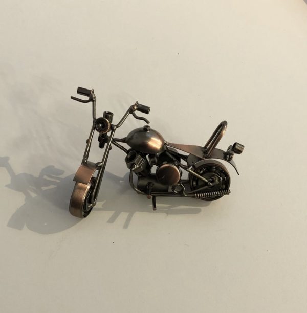 Recycled metal motorbike ornament