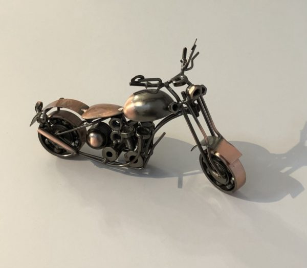 Recycled metal motorbike ornament