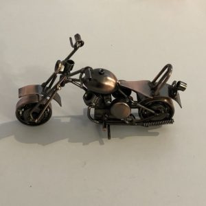 Recycled metal motorbike ornament