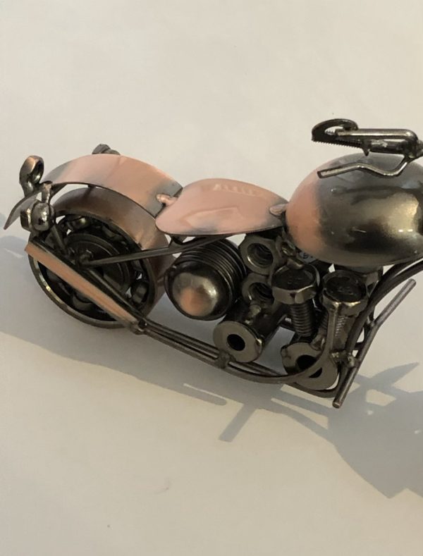 Recycled metal motorbike ornament