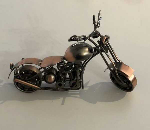 Recycled metal motorbike ornament
