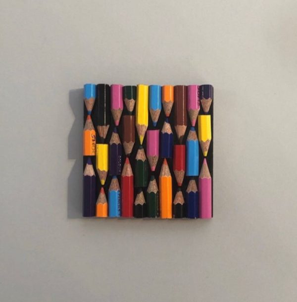 Drink coaster made with recycled pencils
