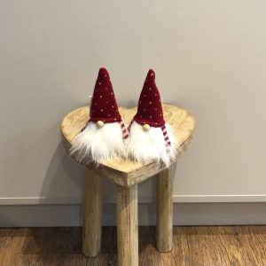 sitting gonk with a large fluffy white beard and red woolly hat