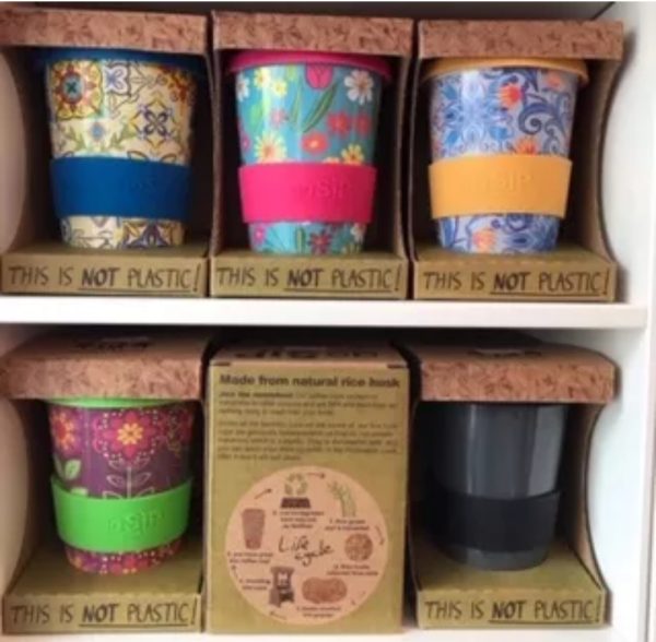 Rice husk reusable travel cup- floral