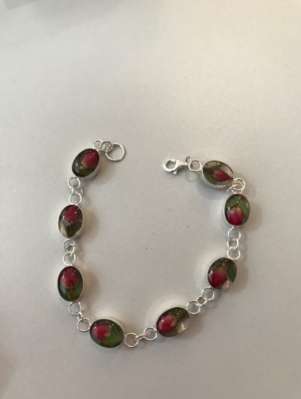 Rosebud real flower silver bracelet