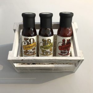 Rustic condiments crate gift hamper