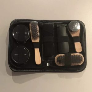 Shoe Shine Kit In Leather Look Case