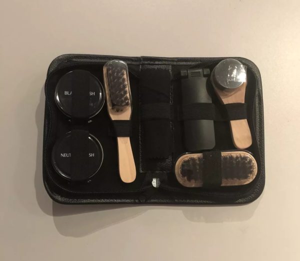 Shoe Shine Kit In Leather Look Case