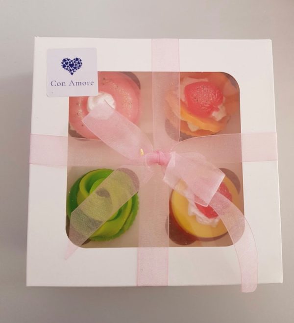 gift box of 4 handcrafted soap cupcakes