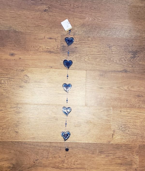 String of hearts sun catcher- blue