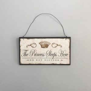 The princess sleeps here wooden child's sign