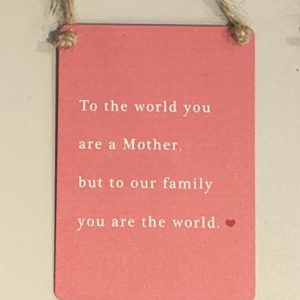 To the world you are a mother but to our family you are the world mini metal sign