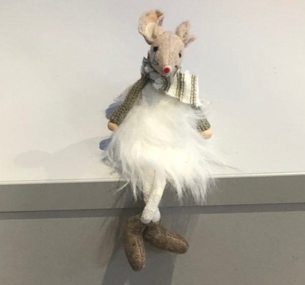 Traditional felt mice- white fluff