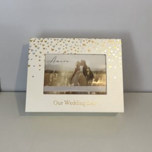 Wedding keepsake box with picture frame