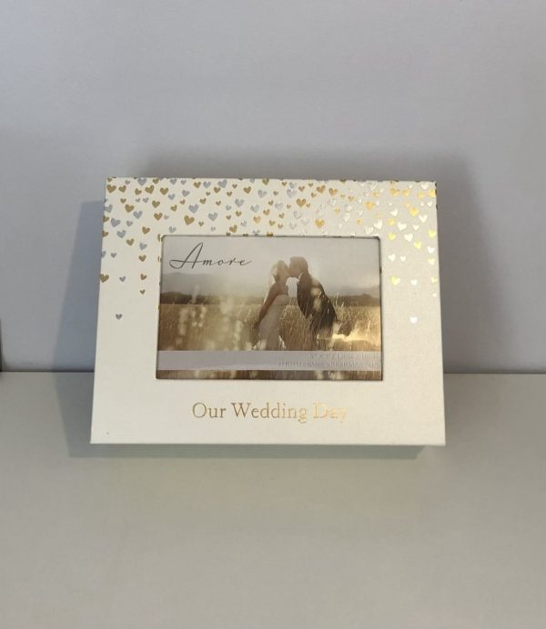 Wedding keepsake box with picture frame