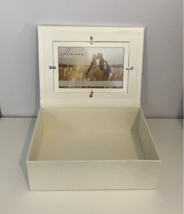 Wedding keepsake box with picture frame