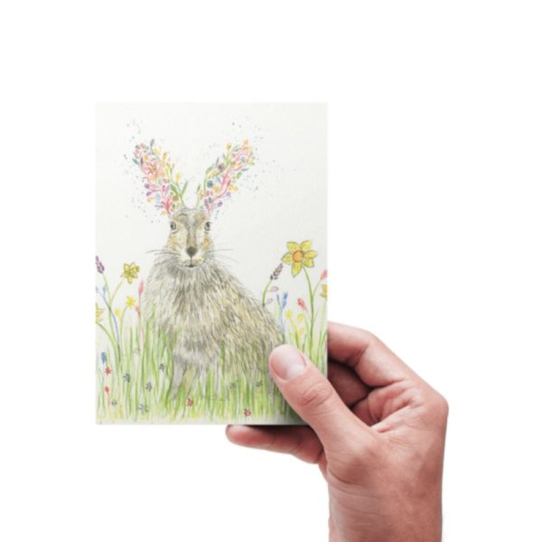 Wildlife art print eco friendly card- hare