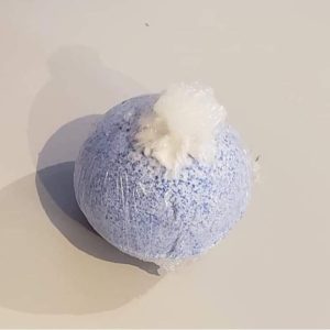 wish upon a star handmade bubble bath bomb with a retro white musk fragrance, whipped soap decoration topped with a star mini soap