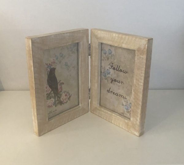 Wooden double picture frame