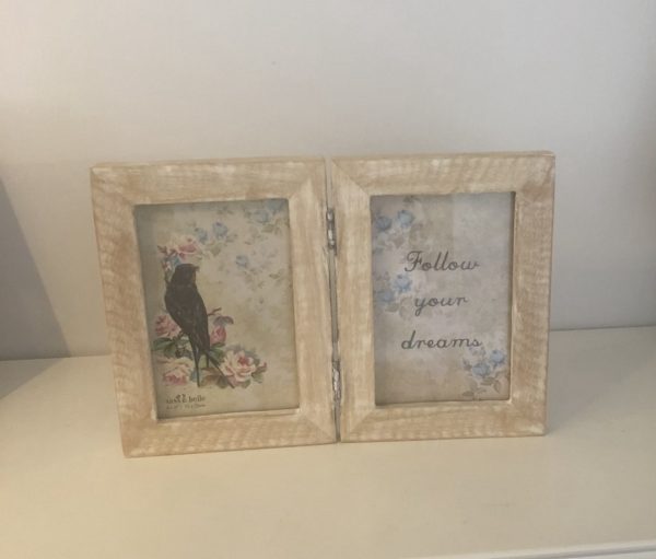 Wooden double picture frame