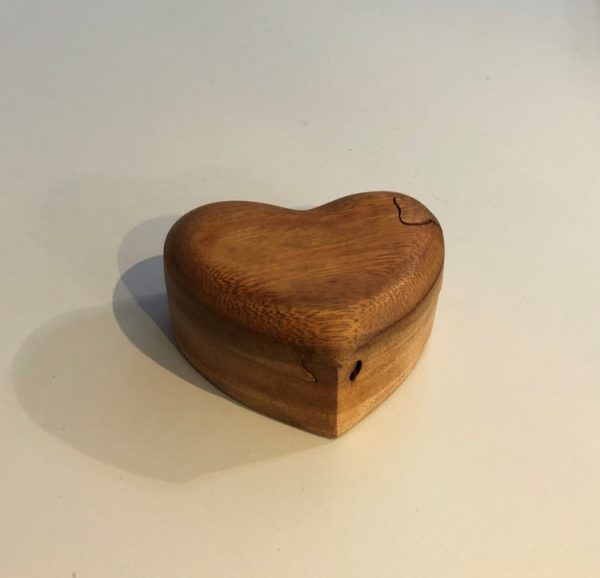 Wooden heart puzzle box