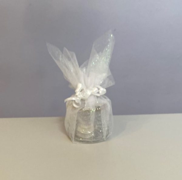 Stocking filler or thank you gift. Tea light candle holder in sparkly wrap
