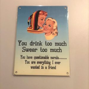 You Drink Too Much Vintage Style Witty Metal Sign