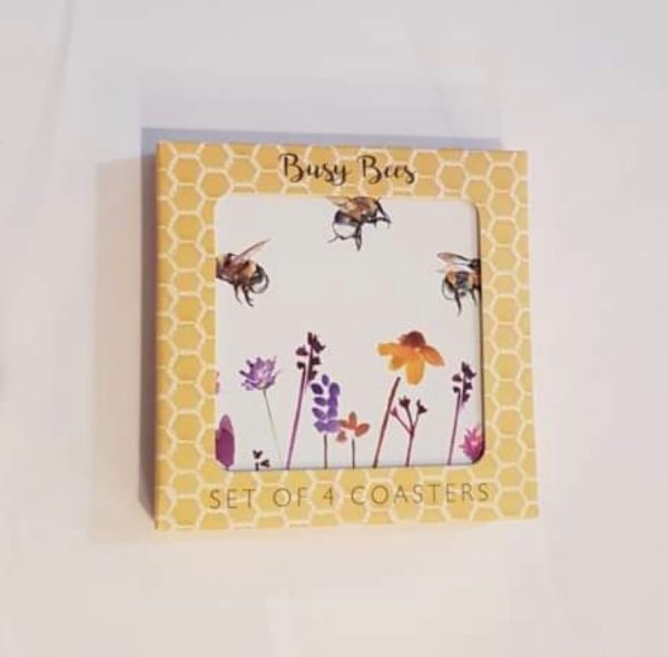 pack of 4 busy bee coasters