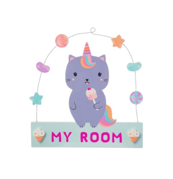 luna caticorn kids door plaque