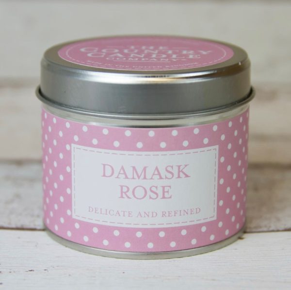 damask rose scented candle tin