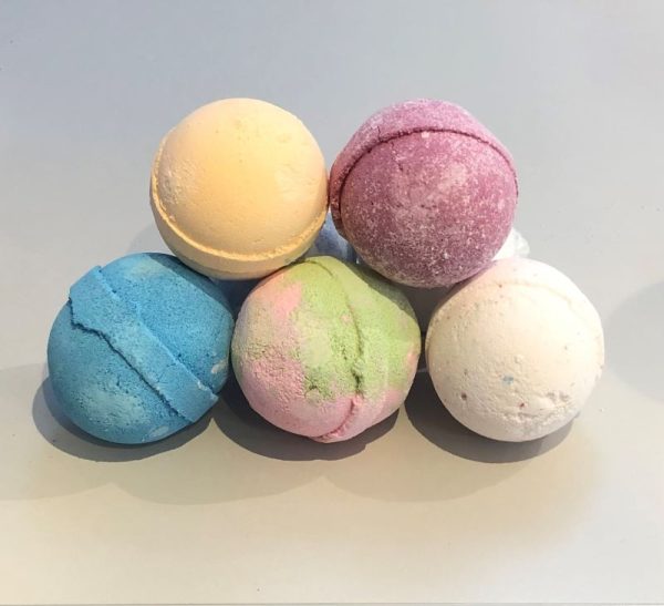 a gift box of 4 handmade shea butter bath bombs