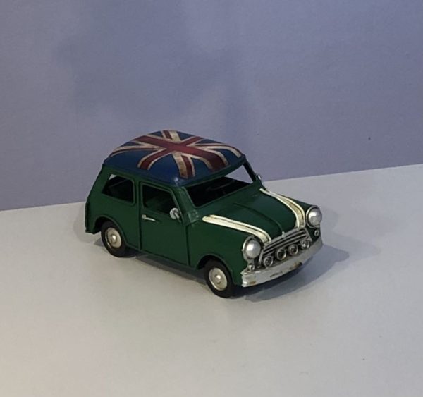 green classic mini car replica