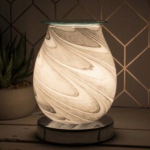 grey marble glass aroma lamp for heating wax melts or essential oils