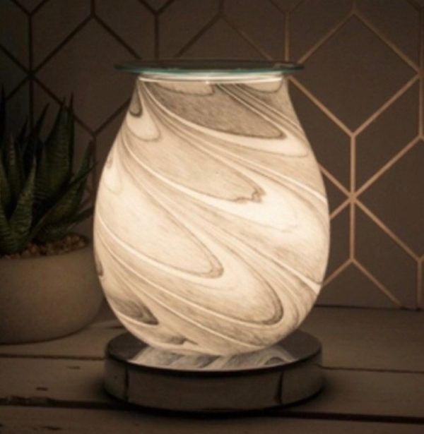 grey marble glass aroma lamp for heating wax melts or essential oils