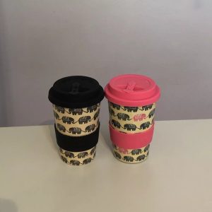 Pink elephant eco friendly reusable rice husk travel coffee cup