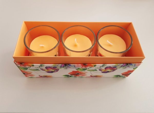 set of 3 floral scented votive candles