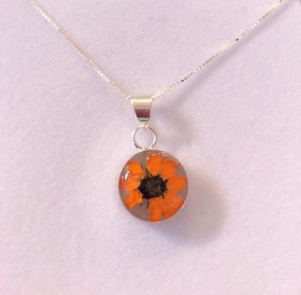 sunflower silver pendant necklace