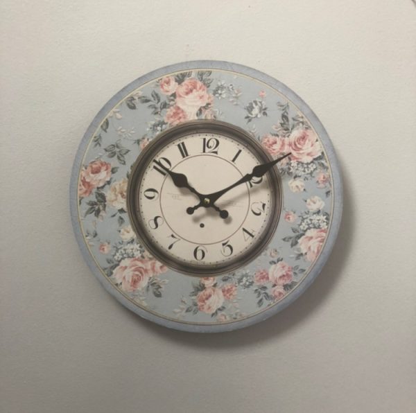 shabby chic vintage floral wall clock