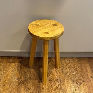 hand crafted traditional solid wood stool or side table with a light oak wood stain