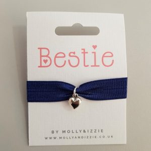 bestie heart charm ribbon bracelet