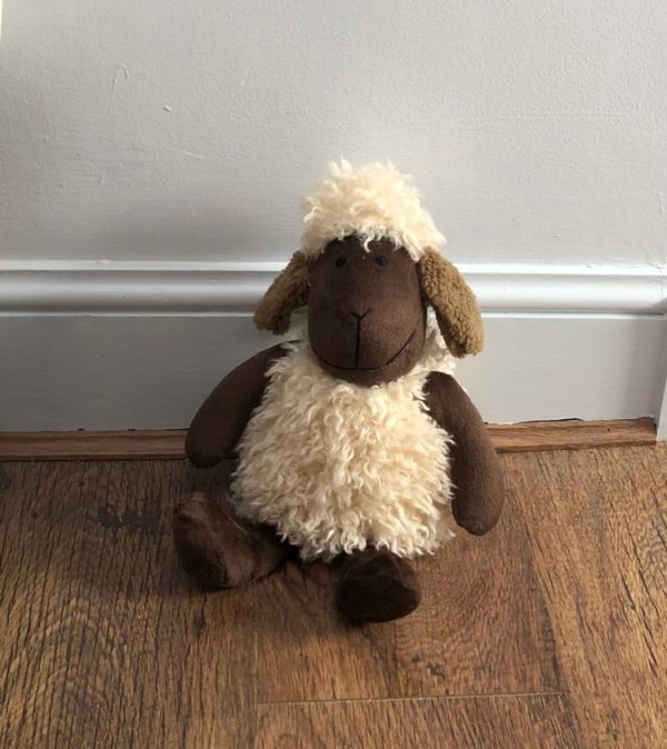 Dark brown woolly sheep doorstop