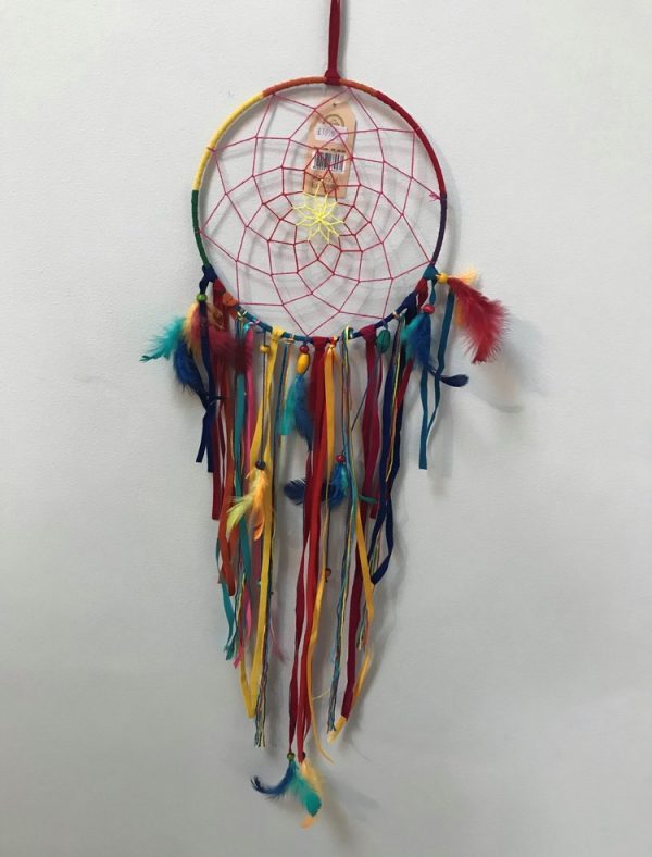 Bright rainbow multicoloured dream catcher