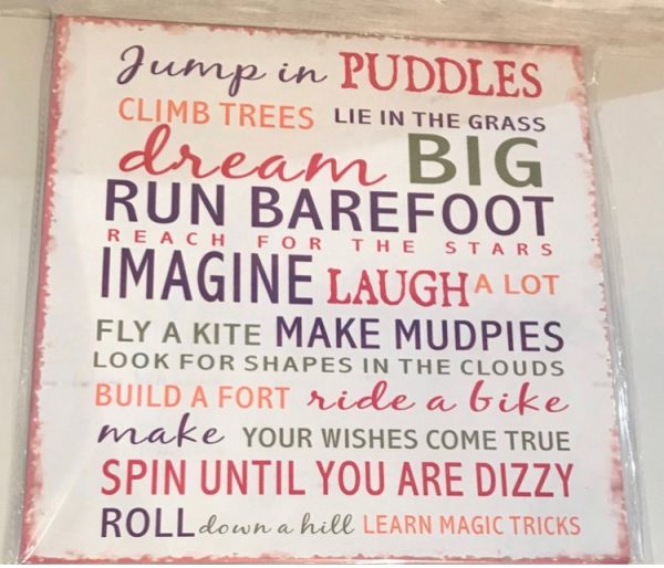 Dream big laugh a lot make mud pies decorative metal sign