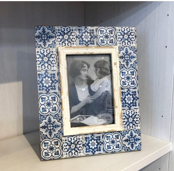 Sass and Belle Bohemian mediterranean mosaic tiled wooden photo frame