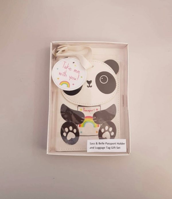 Panda passport holder and luggage tag gift set