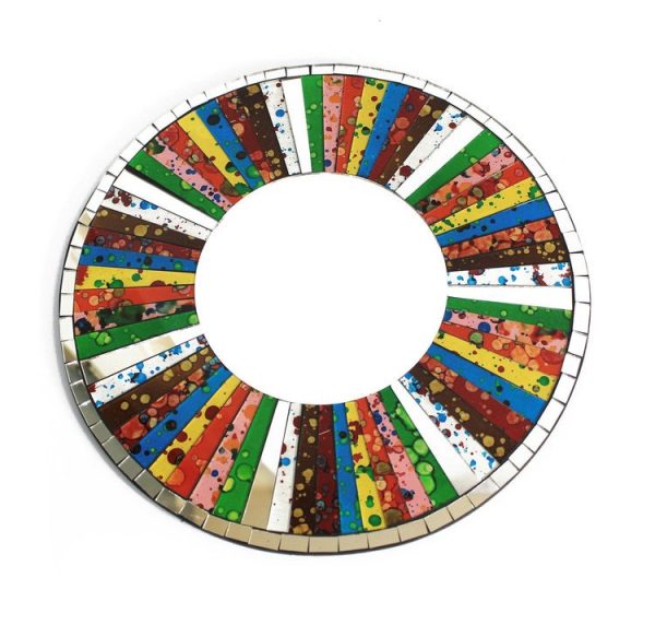round rainbow mosaic mirror